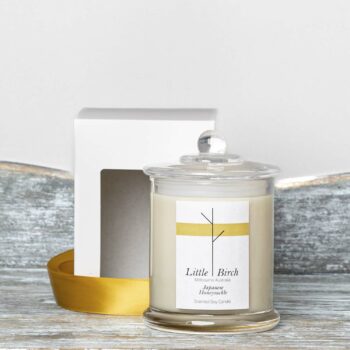 Japanese Honeysuckle scented soy candle by Little Birch