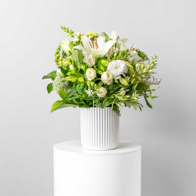 white flower vase arrangement - Bianca