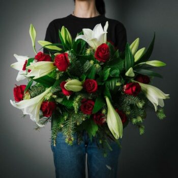 Gloria - rose and lily bouquet